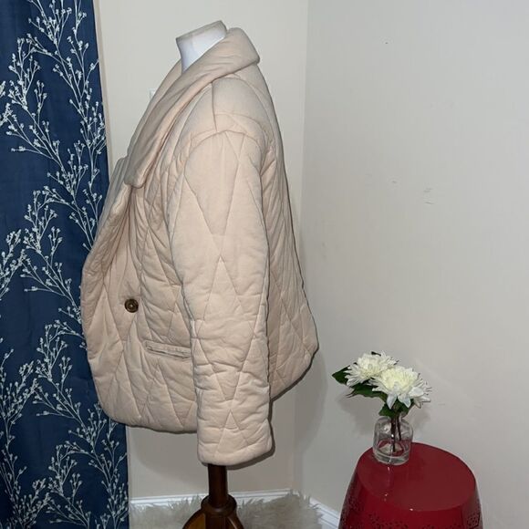 Free People Tawny Pillow Quilted Jacket Coat Cream Puffy Boyfriend sz M Medium - Picture 3 of 10